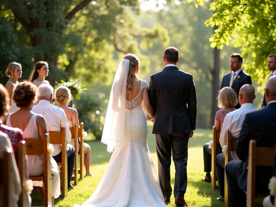 A wedding ceremony in a hinterland chapel garden