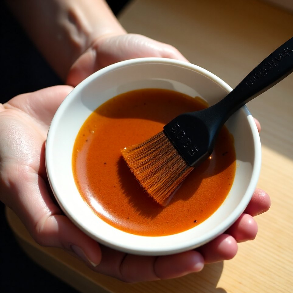 A colourist mixing colour in a tinting bowl