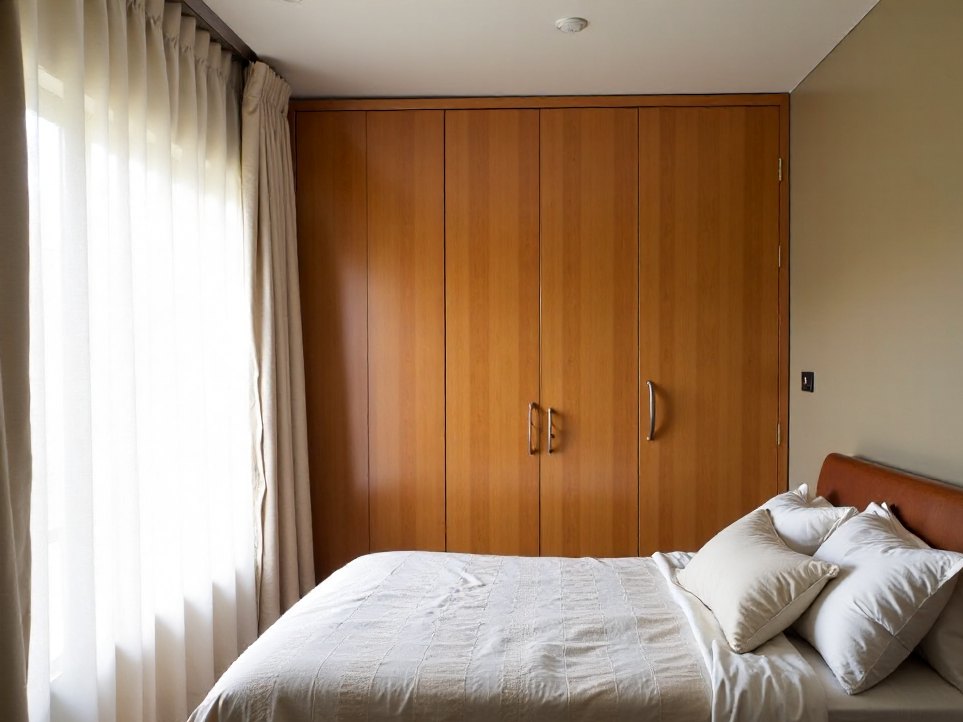 A finished bedroom with hidden storage joinery