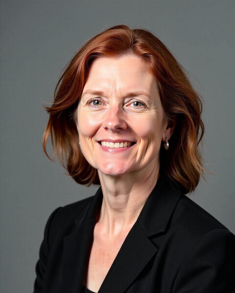 Studio head-and-shoulders portrait of Imogen Hale against a plain grey backdrop
