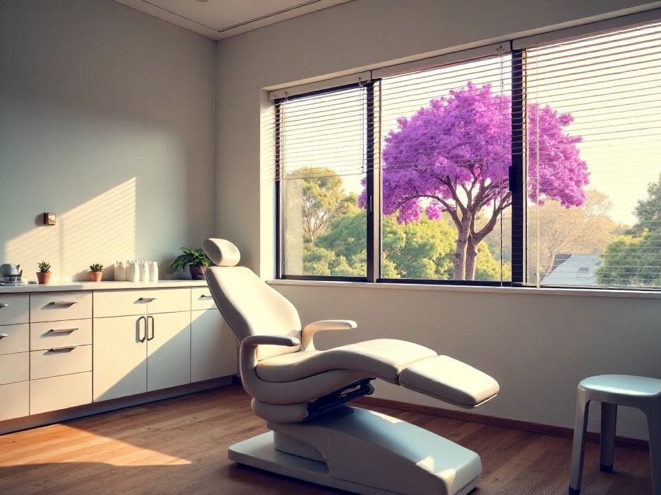 An empty treatment room early in the morning, ready for the day
