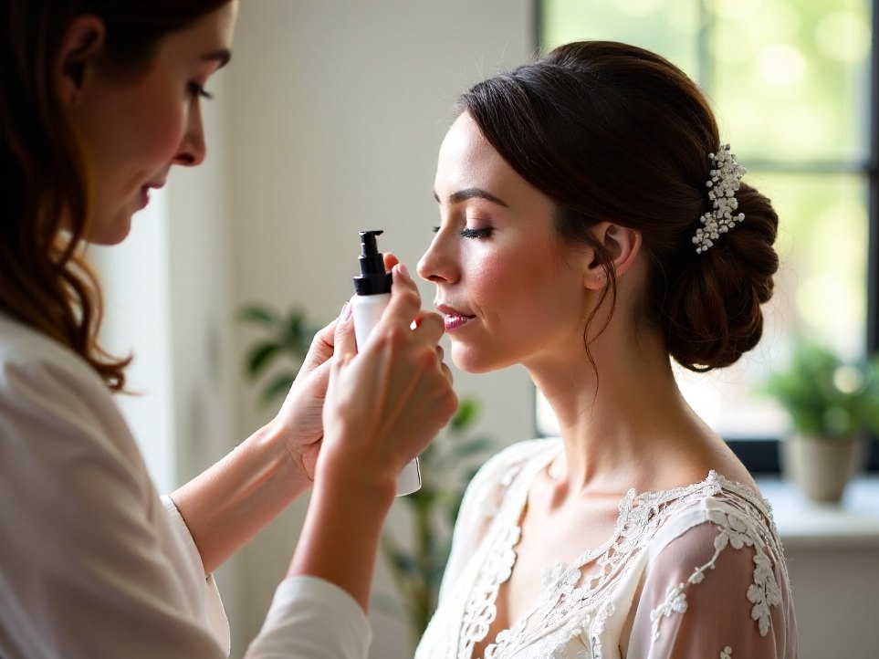 The final finishing touch on a bridal hairstyle