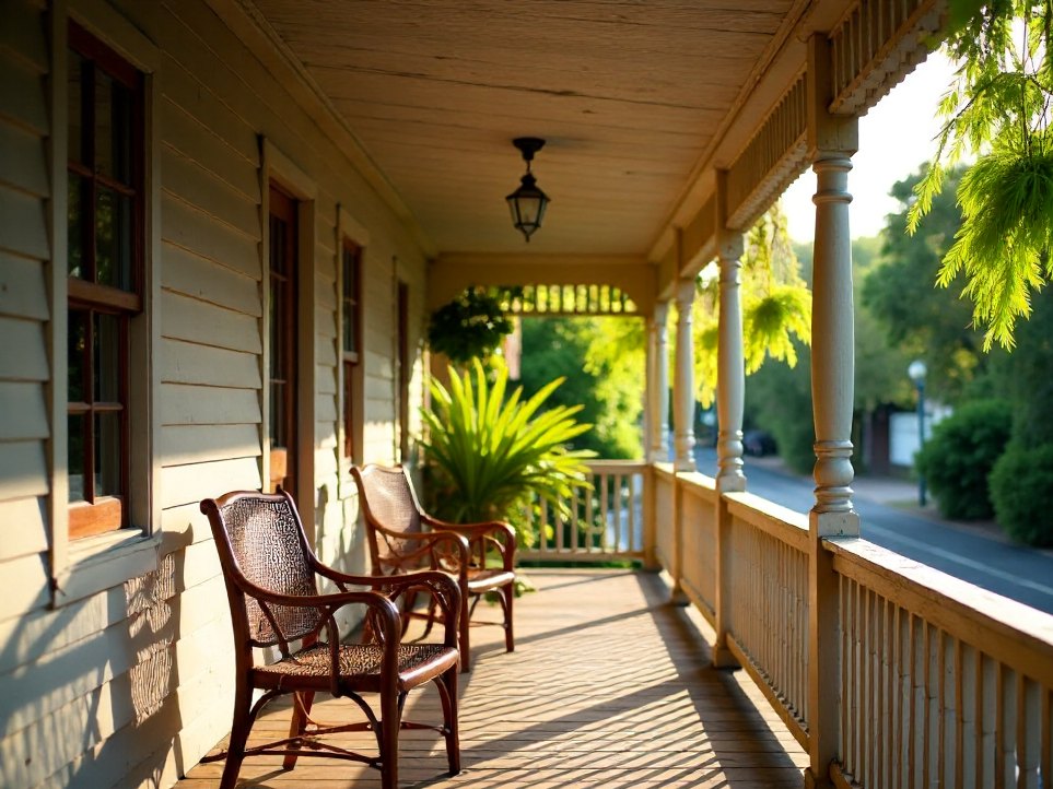 An elevated Queenslander verandah in dappled afternoon light