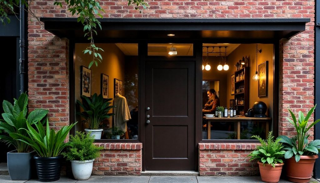 Solace & Steam's converted brick building entrance off a Woolloongabba laneway, no sign at street level