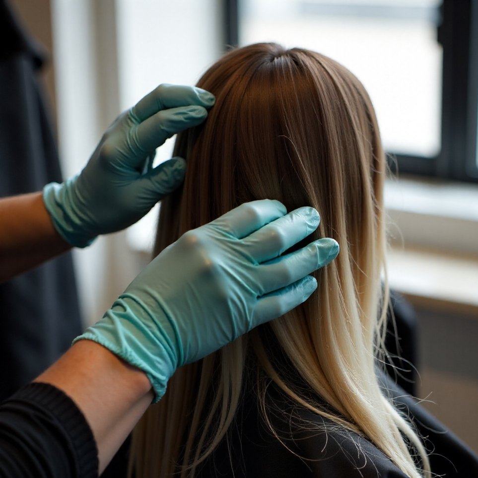 A stylist sectioning foil during a colour service at Solace & Steam